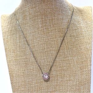 🦢 Swarovski Brand Necklace.  Silver tone w/ clear solitaire crystal - Swan logo